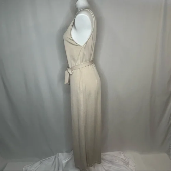 Bershka Beige Button Down Jumpsuit with Tie Waist, Medium - Picture 4 of 16